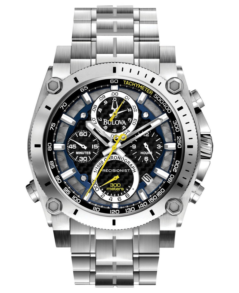 Bulova Precisionist Men's Quartz Chronograph Silver-Tone Bracelet Watch 96B175